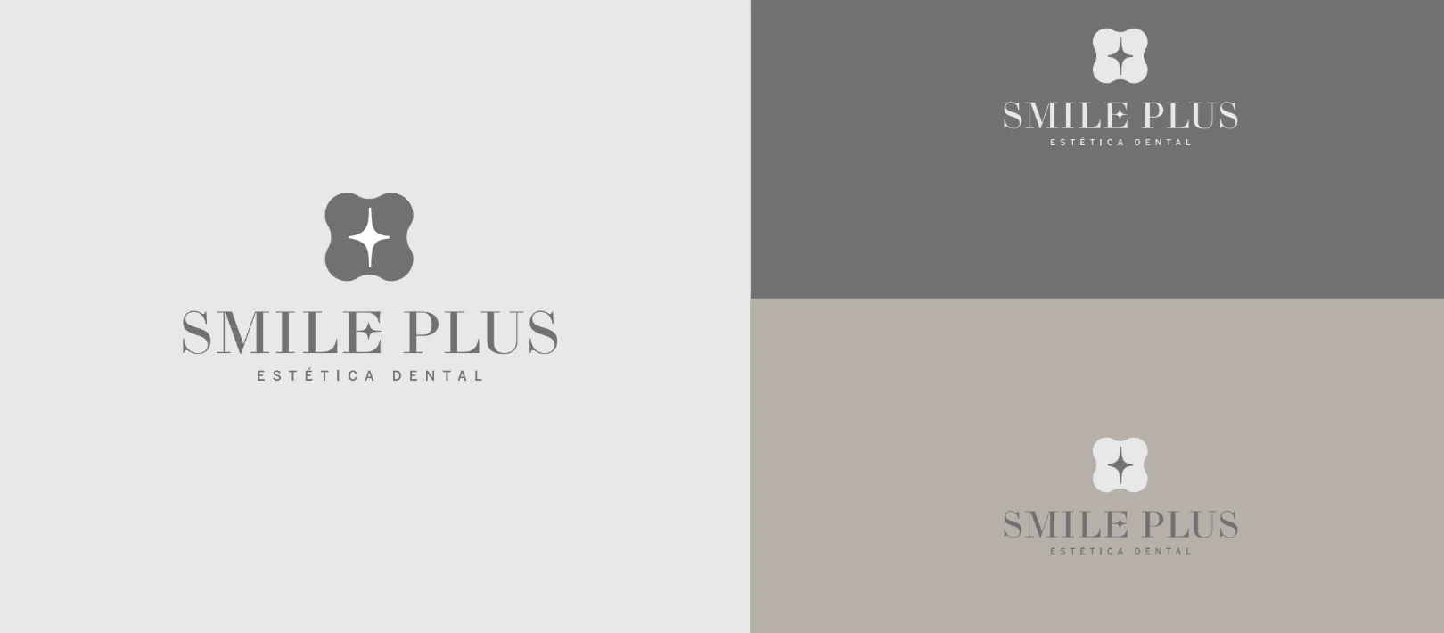 Logotipo Smile Plus en distintos fondos