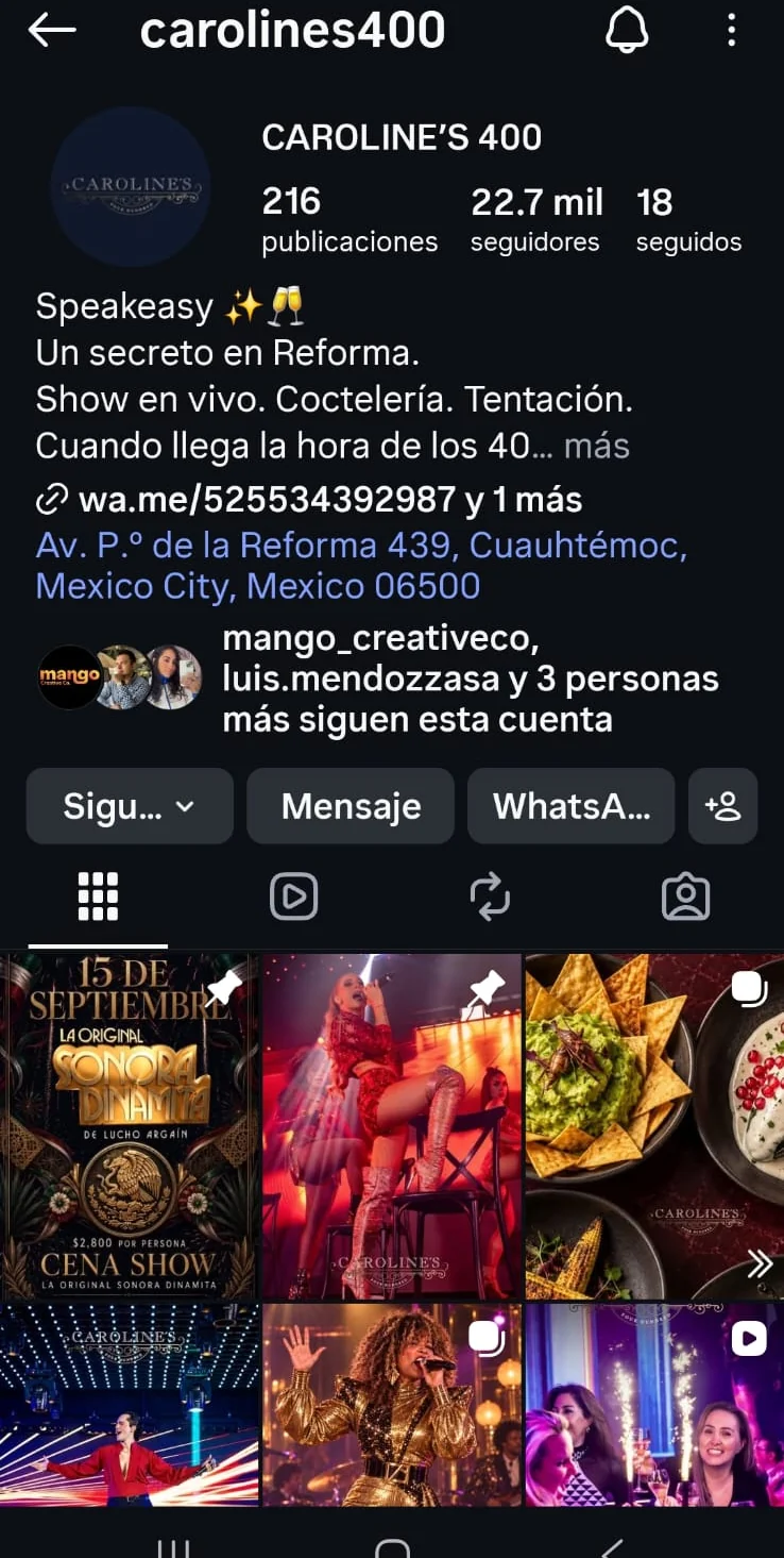 Instagram de Caroline's 400