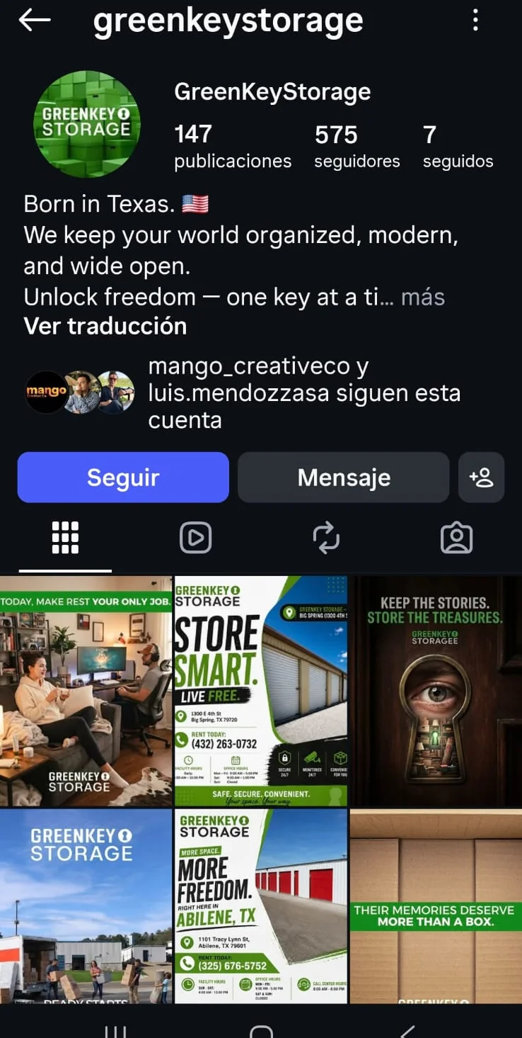 Instagram de GreenKeyStorage