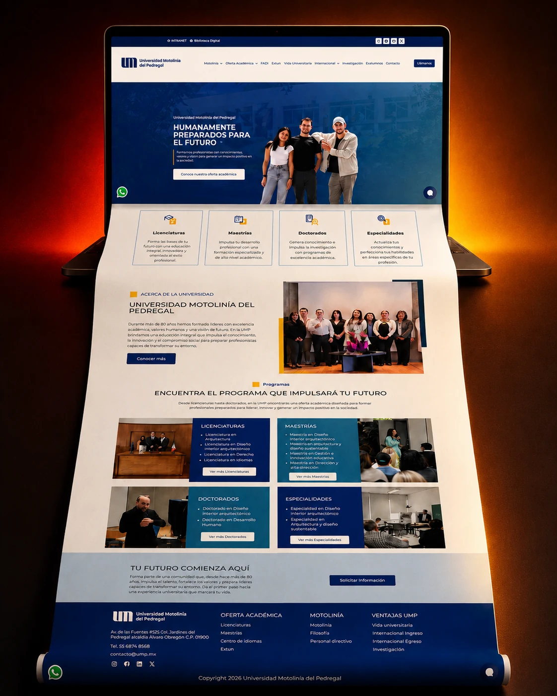 Caso de éxito — Diseño web, Universidad Motolinía del Pedregal